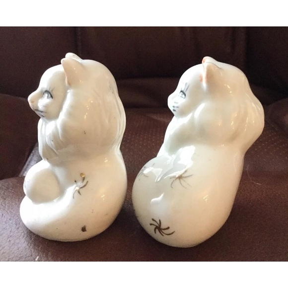 Vintage ALL WHITE PERSIAN Cats Kittens SET of 2 GOLD STAR Design UNIQUE - Picture 8 of 12